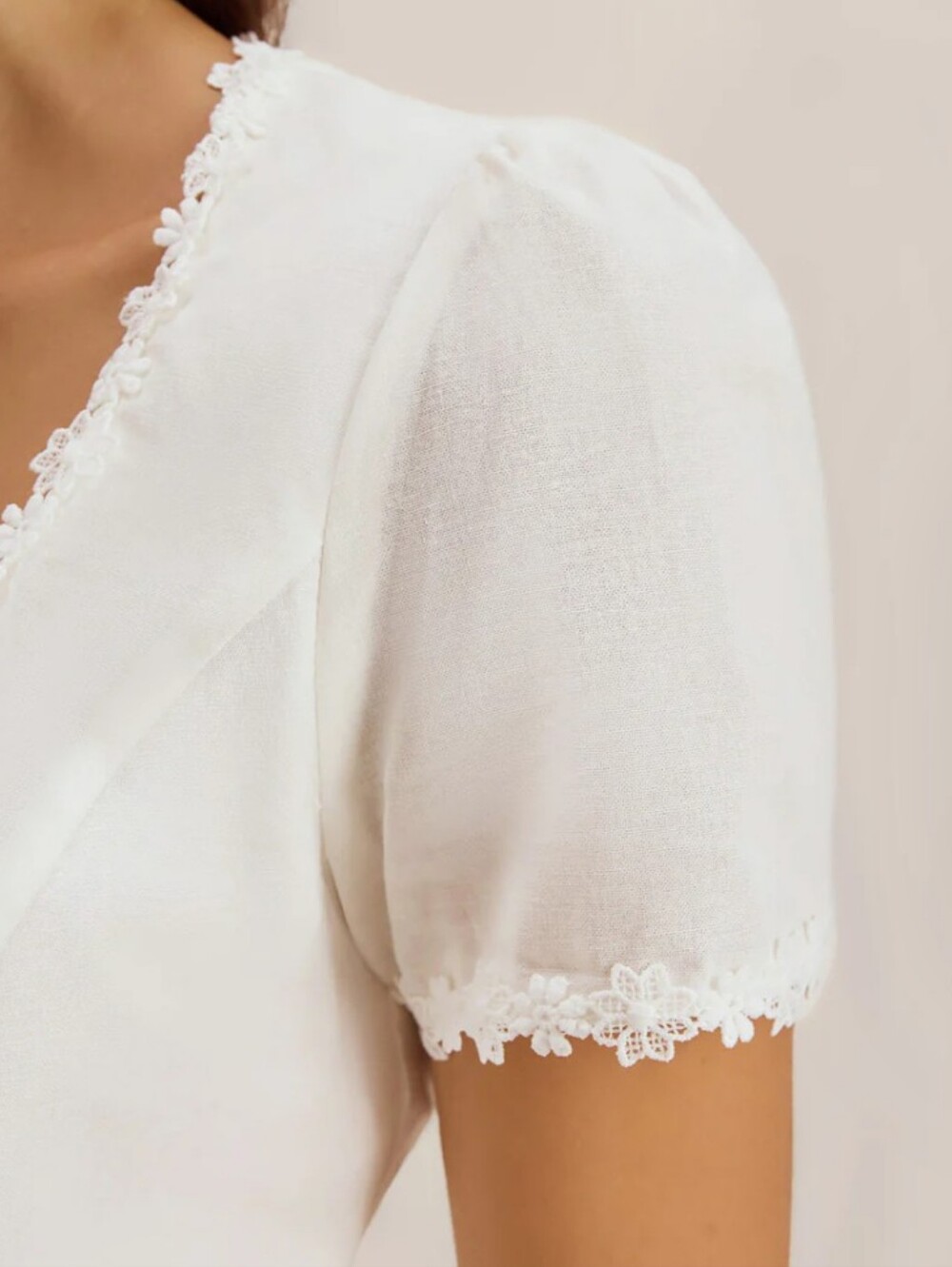 Ren Faire white lace Crochet blouse Small Boho Coquette Feminine Cottagecore - Picture 6 of 16